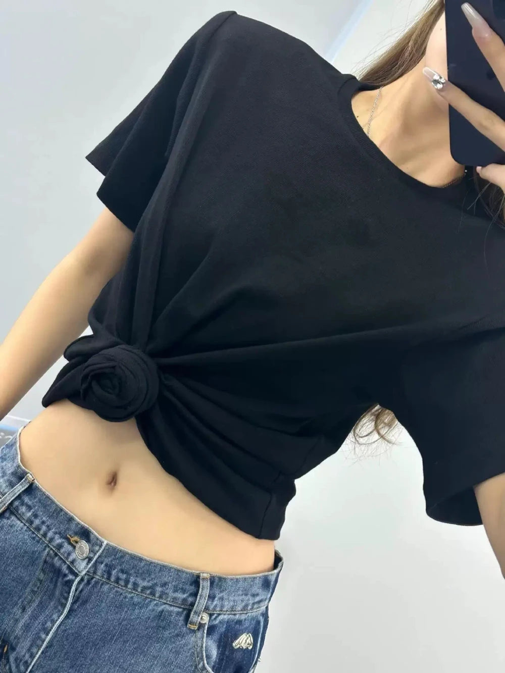 Knotted Twist Knit Crop Top